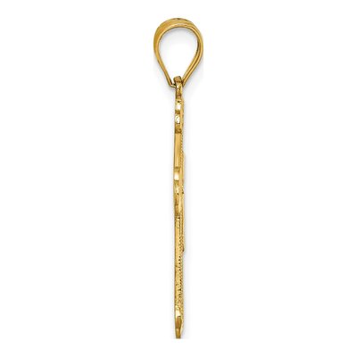 14K Yellow Gold Diamond-Cut Budded Cross Pendant – view 3