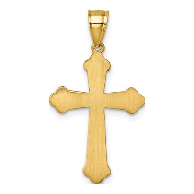14K Yellow Gold Diamond-Cut Budded Cross Pendant – view 4