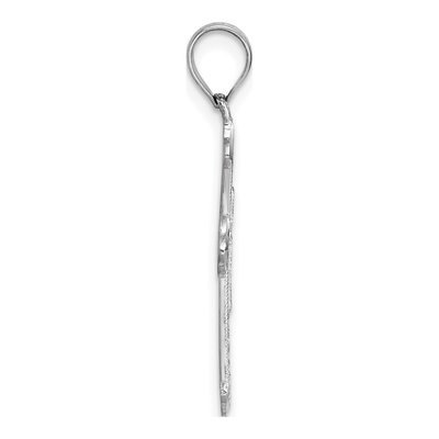 14K White Gold Diamond-Cut Budded Cross Pendant – view 3