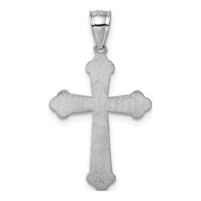 14K White Gold Diamond-Cut Budded Cross Pendant – view 4