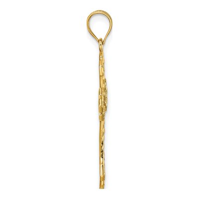 14K Yellow Gold Fleur de Lis Cross Pendant – view 3