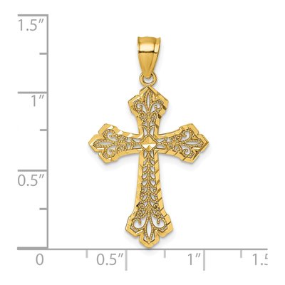 14K Yellow Gold Fleur de Lis Cross Pendant – view 5