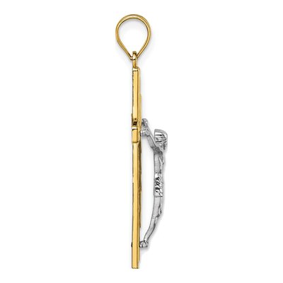14K Two-Tone Gold Diamond-Cut Crucifix Pendant – view 3