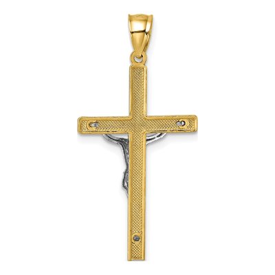 14K Two-Tone Gold Diamond-Cut Crucifix Pendant – view 4