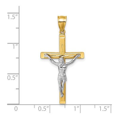 14K Two-Tone Gold Diamond-Cut Crucifix Pendant – view 5