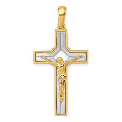 14K Two-Tone Gold Crucifix Pendant