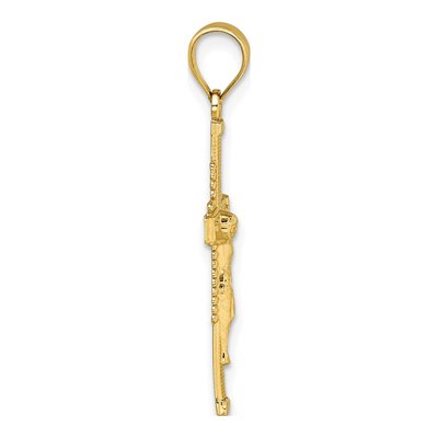 14K Yellow Gold Textured Crucifix Pendant – view 3