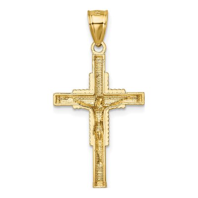 14K Yellow Gold Textured Crucifix Pendant – view 4