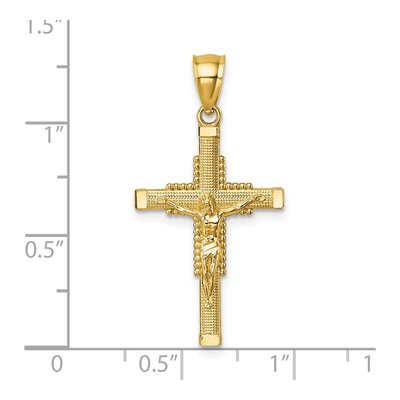 14K Yellow Gold Textured Crucifix Pendant – view 5