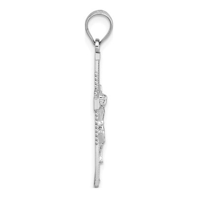 14K White Gold Diamond-Cut Crucifix Pendant – view 3