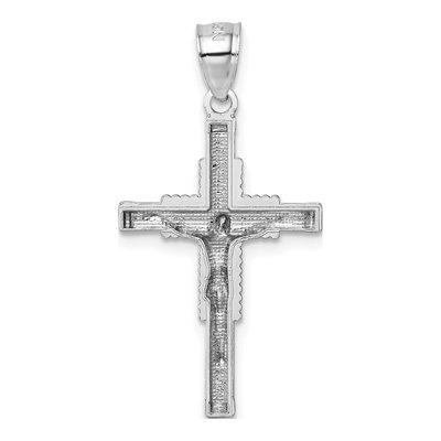 14K White Gold Diamond-Cut Crucifix Pendant – view 4