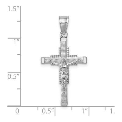14K White Gold Diamond-Cut Crucifix Pendant – view 5