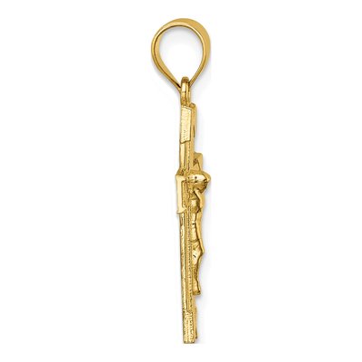 14K Yellow Gold Textured Crucifix Pendant – view 3