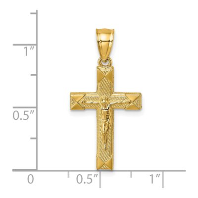 14K Yellow Gold Textured Crucifix Pendant – view 5