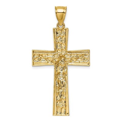 14K Yellow Gold Nugget Crucifix Pendant – view 4