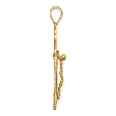 14K Yellow Gold Fleur de Lis Crucifix Pendant – view 3