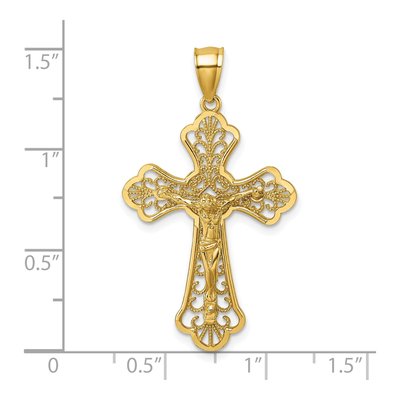 14K Yellow Gold Fleur de Lis Crucifix Pendant – view 5