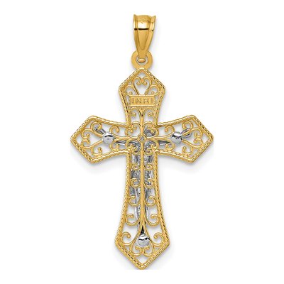14K Two-Tone Gold Filigree Crucifix Pendant – view 4