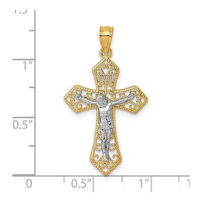 14K Two-Tone Gold Filigree Crucifix Pendant – view 5
