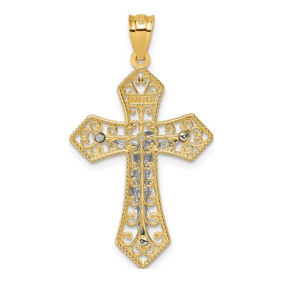 14K Two-Tone Gold Filigree Crucifix Pendant – view 4