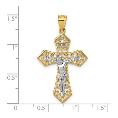 14K Two-Tone Gold Filigree Crucifix Pendant – view 5