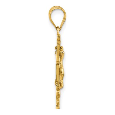 14K Yellow Gold Textured Crucifix Pendant – view 3