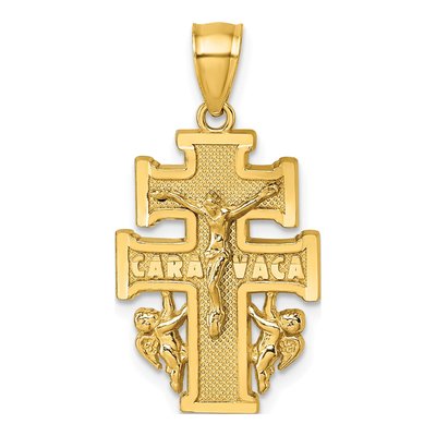 14K Yellow Gold Textured Crucifix Pendant