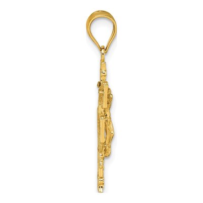 14K Yellow Gold Diamond-Cut Crucifix Pendant – view 3
