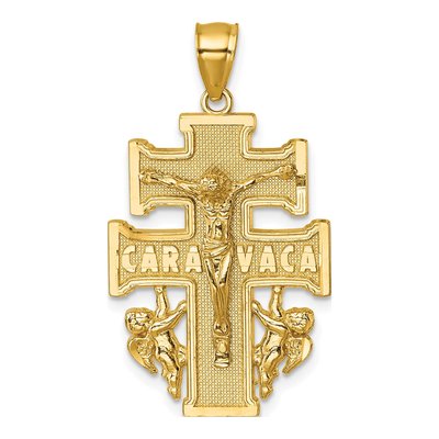 14K Yellow Gold Cara Vaca Crucifix Pendant