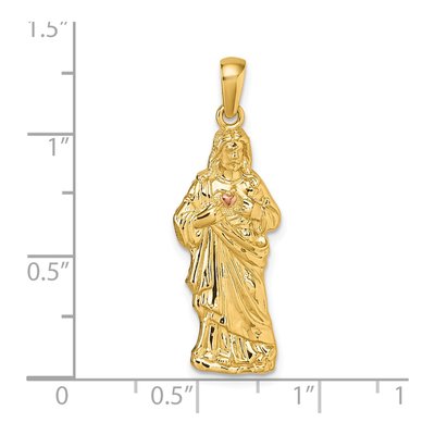 14K Yellow Gold Sacred Heart of Jesus Pendant – view 5