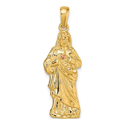 14K Yellow Gold Sacred Heart of Jesus Pendant