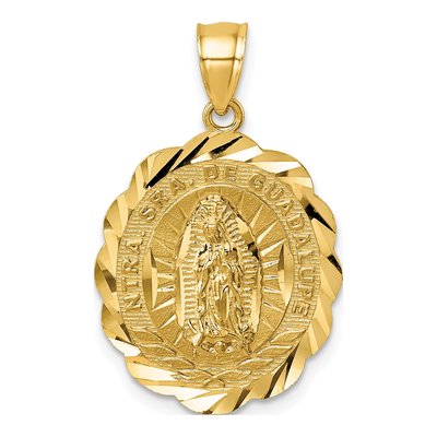 14K Yellow Gold Our of Guadalupe Oval Pendant