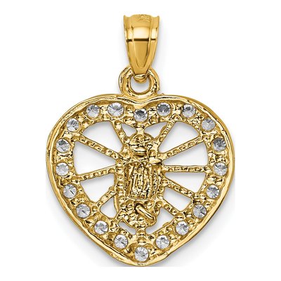 14K Yellow Gold CZ Our of Guadalupe Pendant – view 4