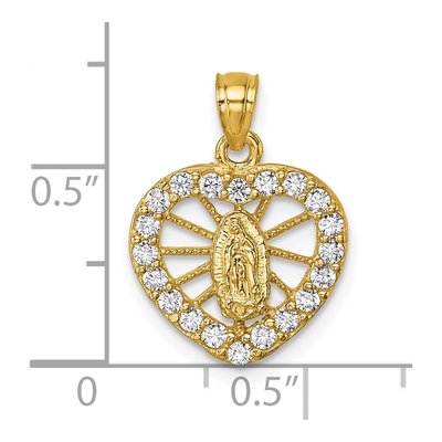 14K Yellow Gold CZ Our of Guadalupe Pendant – view 5