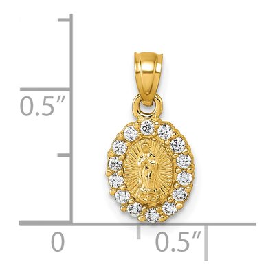 14K Yellow Gold CZ Our of Guadalupe Pendant – view 5