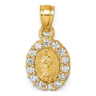 14K Yellow Gold CZ Our of Guadalupe Pendant