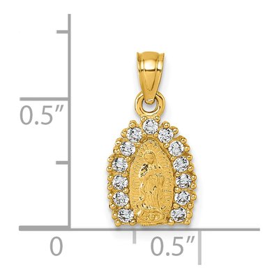 14K Yellow Gold CZ Our of Guadalupe Pendant – view 5