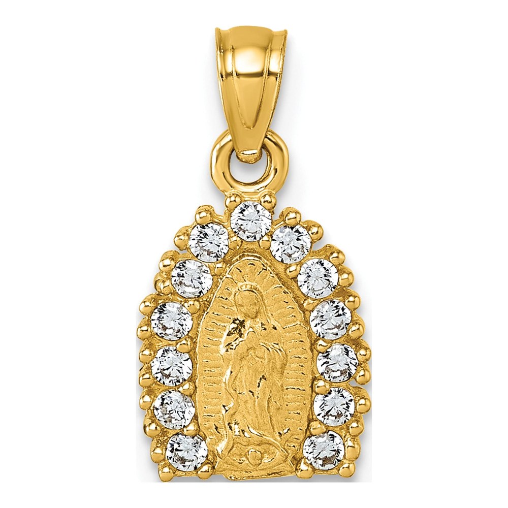 14K Polished Cz Our Lady Of Guadalupe Charm Pendant