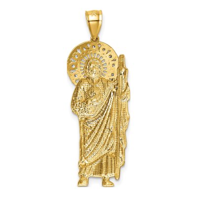 14K Yellow Gold CZ Saint Jude Pendant – view 4