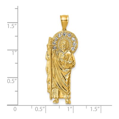 14K Yellow Gold CZ Saint Jude Pendant – view 5
