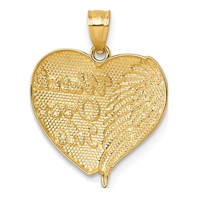 14K Yellow Gold Heart Wing Watch Over Me Pendant – view 4