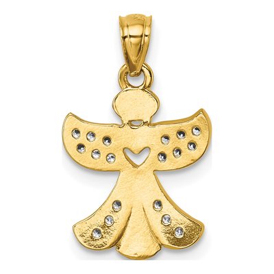 14K Yellow Gold CZ Angel Pendant – view 4