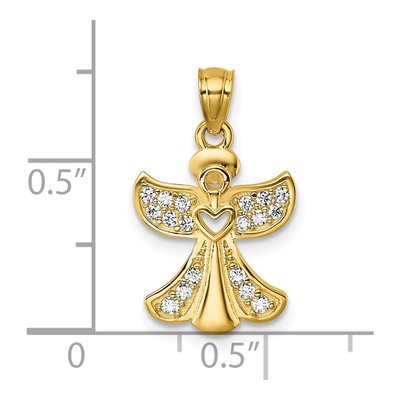 14K Yellow Gold CZ Angel Pendant – view 5