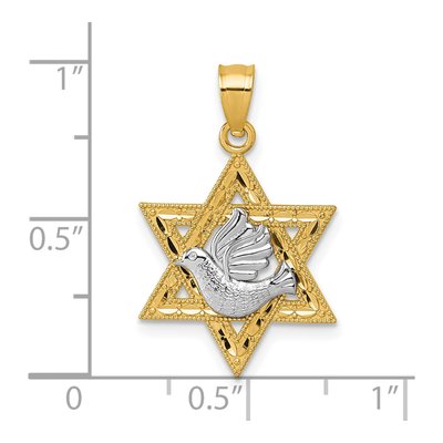 14K Two-Tone Gold Dove on Star of David Pendant – view 5