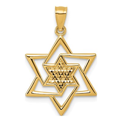 14K Yellow Gold Star of David Pendant