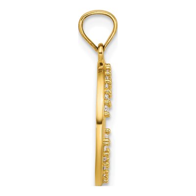 14K Yellow Gold CZ Star of David Circle Pendant – view 3