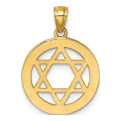 14K Yellow Gold CZ Star of David Circle Pendant – view 4