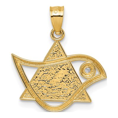 14K Yellow Gold CZ Star of David Bird Pendant – view 4