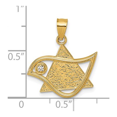 14K Yellow Gold CZ Star of David Bird Pendant – view 5