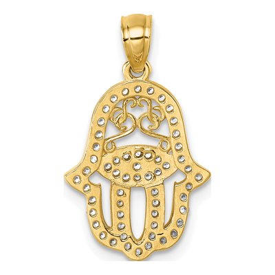 14K Yellow Gold CZ Hamsa Pendant – view 4